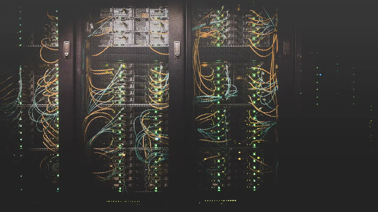 Server racks with network cables and indicator lights; illustrative infrastructure, not affected ConnectWise systems