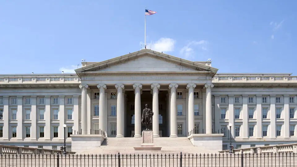 The United States Treasury Department building in Washington